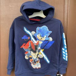 Sonic 3 Boys Hedgehog Hooded  Pullover Hoodie Sweatshirt Navy Blue XS…