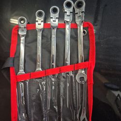 5 pc flex head metric ratcheting Wrench set