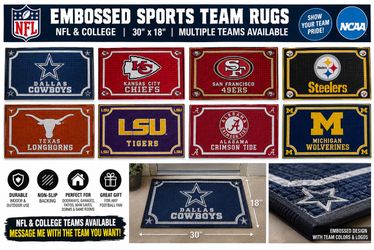 🏈 NFL & College Embossed Doormats – 30” x 18”