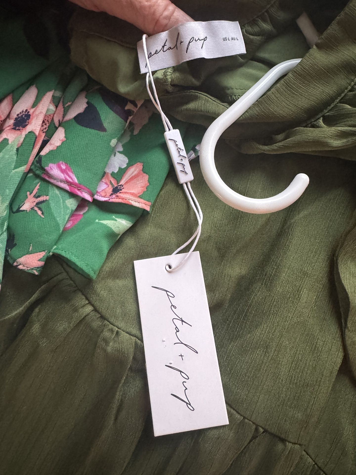Petal & Pup Julip Sheer Long Sleeve Maxi Dress in olive/ 1 Medium, 1 Large,  Brand New Never Worn!