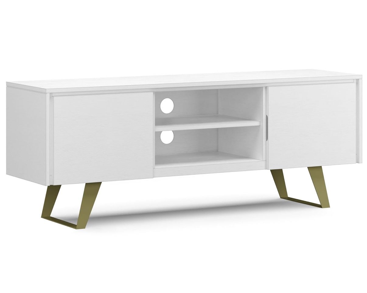 Brand New SIMPLIHOME Lowry SOLID ACACIA WOOD 63 inch Wide Industrial TV