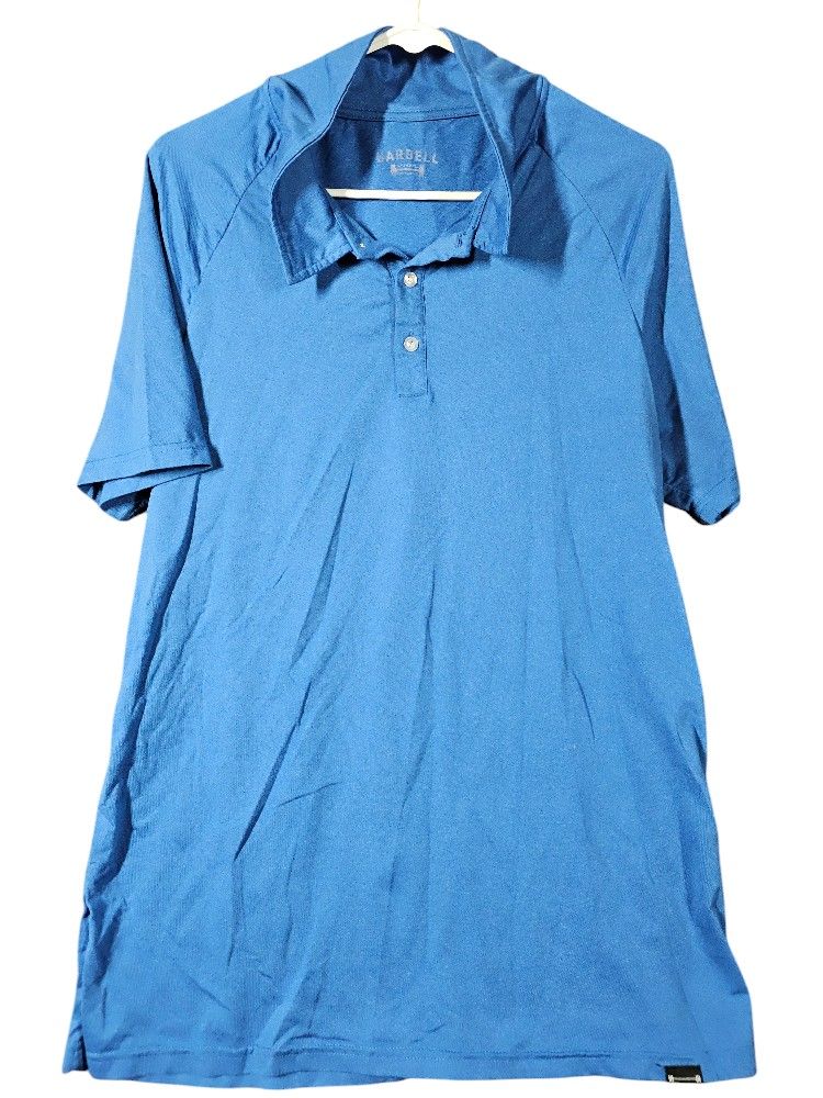 Barbell Apparel Mens Performance Polo Shirt Blue Mens Size L
