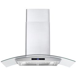 New Open Box 36" Stainless Steel Wall Mount Range Hood with Digital Touch Controls and Glass Canopy