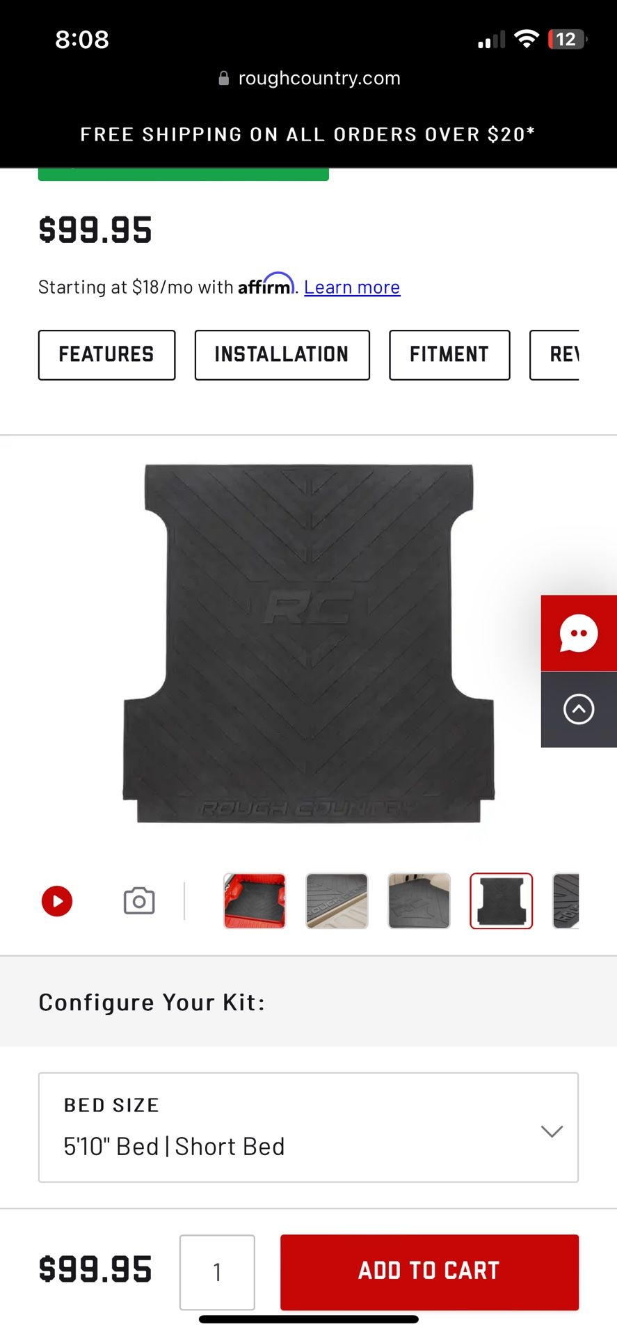 Bed Mat For Silverado Or Gmc Sierra  100.00