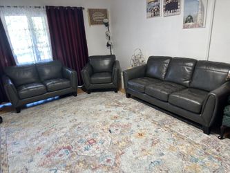 3 Piece Sofa Couch, Single Sofa Green, Carpet