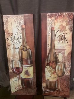 Paris Wine Café Canvas Wall Art Set of 2