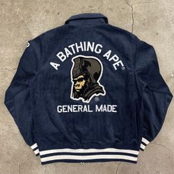 Bape Classic Ole School Collegiate Football Corduroy Varsity Jacket XXL A Bathing Ape