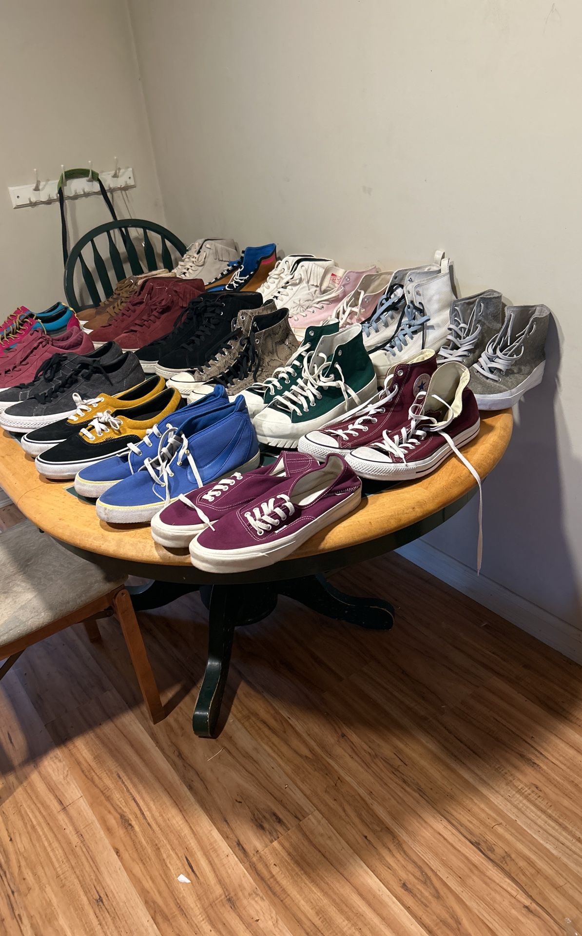 18 Pairs Of Shoes, 4 Pairs Of Uggs, 3 Pairs Of Vans, 9 Pairs Of Converse’s, 1 Pair Of Greats, 1 Pair Of Nikes. 