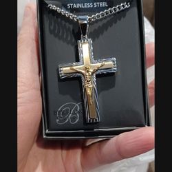 Stainless Steel Mens Cross With Neckalce Tags On Them Pics Up Pick Up Only In Fall River Ma Or Best Offer 1 Left 