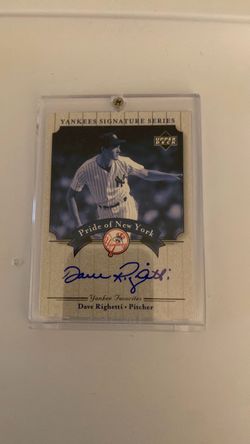 Dave Righetti Signed Upper Deck Yankees Signature Series Card