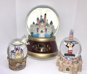 3 Vintage Disney Snow Globes /Music Globe