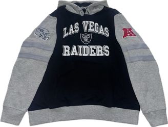 Las Vegas Raiders Gray Black Hoodie Sweatshirt Mens XL New Sewn Logos