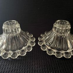 Anchor Hocking Vintage clear glass bubble boopie candle stick holders