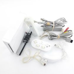 Nintendo Wii 9 Item Bundle Console + Remote Nunchuk Classic Controller Cords OEM Lot Original