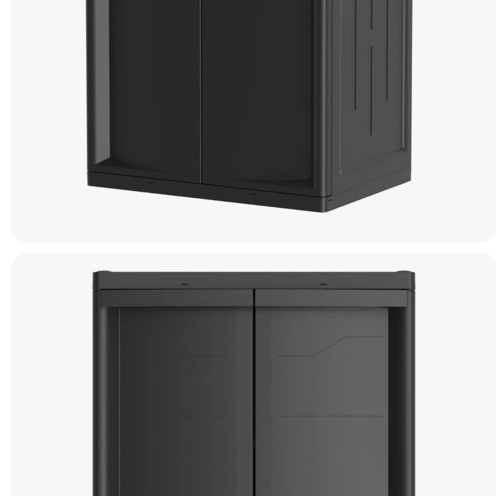 Hyper Tough Plastic Garage Storage Cabinet 2 Shelf 18.5d x 25.47W x 35.43H, Black
