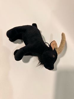 SteelDog Black Bull Plush Dog Toy with Rope Horns - Good Condition