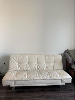 White Tufted Convertible Sofa Bed