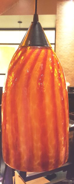 Orange Swirl Glass Hanging Light Fixture, 