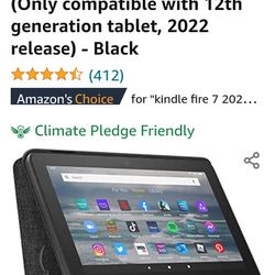 Amazon Fire 7 Tablet Cover (Only compatible with 12th generation tablet, 2022 release) - Black

