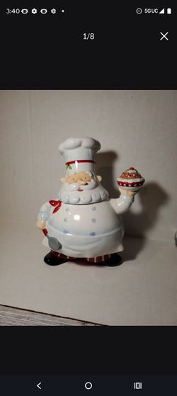 Santa Chef Ceramic Cookie Jar