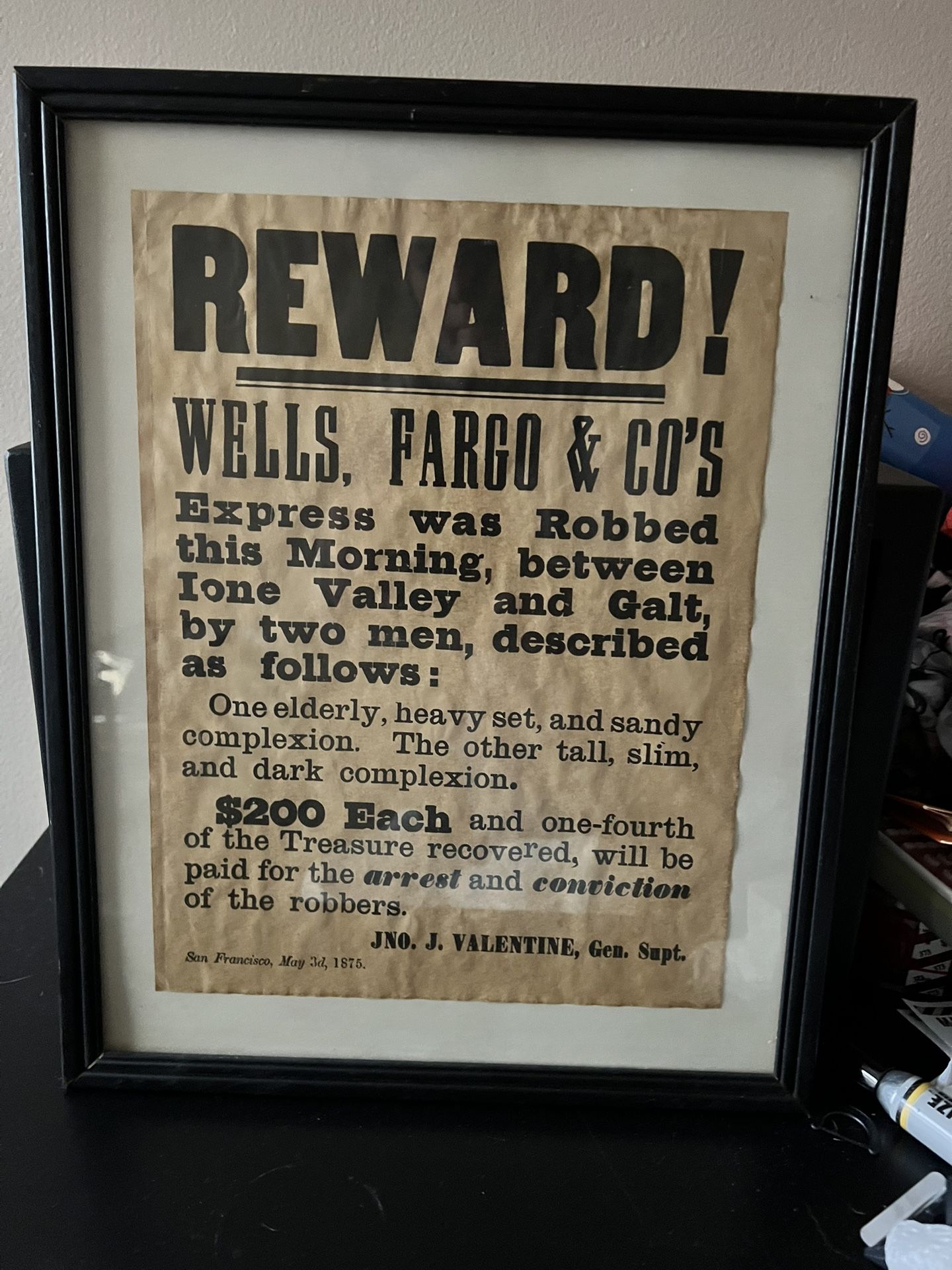 Antique Authentic Well Preserve Newspaper Article 1875 Wells Fargo