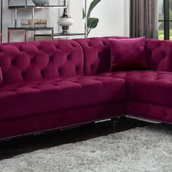VINTAGE GLAM RED VELVET-SILLON SECCIONAL