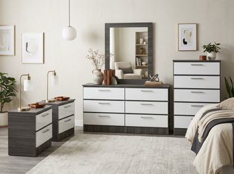 Dresser whit mirror, chest and 2 nightstands - Cómoda con espejo , Gavetero y 2 mesitas de noche