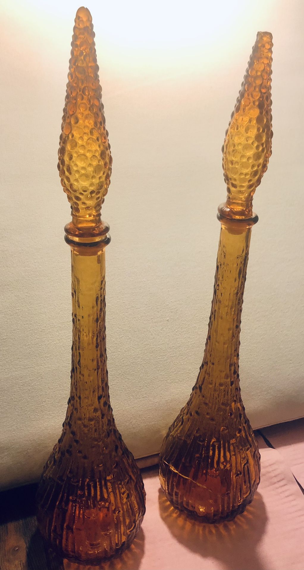Mcm Empoli Hobnail Bubble Glass Genie Bottles Vase
