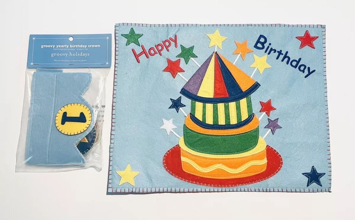 Happy Birthday Placemat and Yearly Birthday Crown, Blue NEW!!