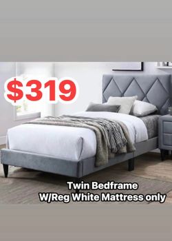Twin bed frame with mattress