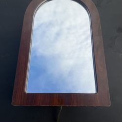 Wood Wall Mirror Jewelry Organizer Cabinet