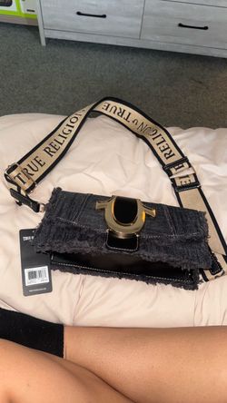 True Religion Denim Crossbody Bag with Logo Strap