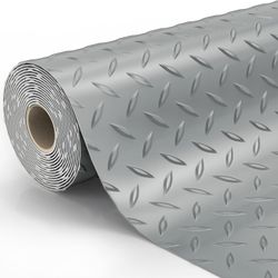 8x21 FT Garage Floor Mat, Thickened Diamond Plate PVC Garage Flooring Roll for Under Car Parking, Heavy Duty Garage Floor Protector 168SQFT for Garage