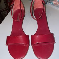 Prada Wedge Heels Womens Size 6 36.5 Shoes Red Patent Open Toe Sandals