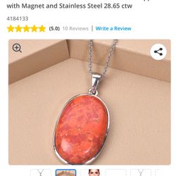 Orange Turquoise Owl Necklace 