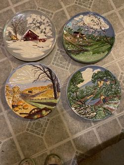 Four Seasons Ceramic Wall Plates Set of 4