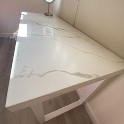 （White Marble Texture ）Big Large Table Computer Office Desk Thickness the Desktop