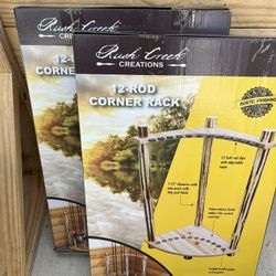 Rush Creek Creations Rustic Pine 12 Fishing Rod/Pole Corner Rack