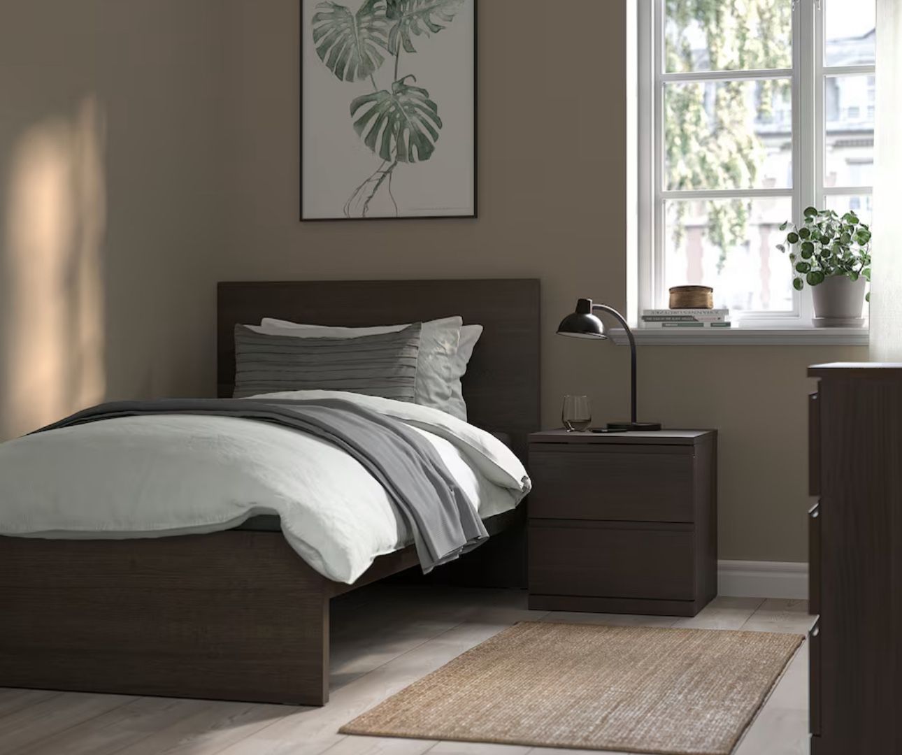 Free Delivery Ikea Malm Brown Twin Bed frame With Dresser