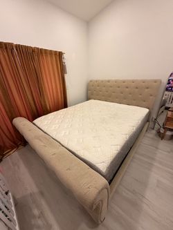 King Size Upholstered Bed Frame + GhostBed Luxe King Mattress