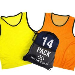 13 pack yellow and orange youth pinnies 