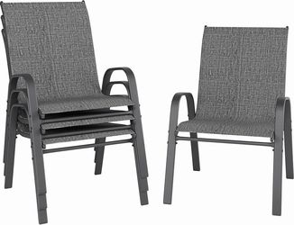 Patio Chairs Set of 4, Outdoor Dining Chairs Stackable for All Weather, Breathable Metal Modern Outside Furniture Chair for Pool Side, Garden, Backyar