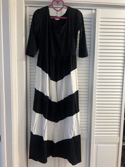 Women’s Black And White Striped Dress Size Large