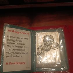 St. Padre pio of pietrecina prayer card with medal plaque for sale.