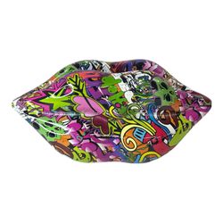 Graffiti Art Big Lips Vase Colorful Urban Pop Art Home Decor Centerpiece