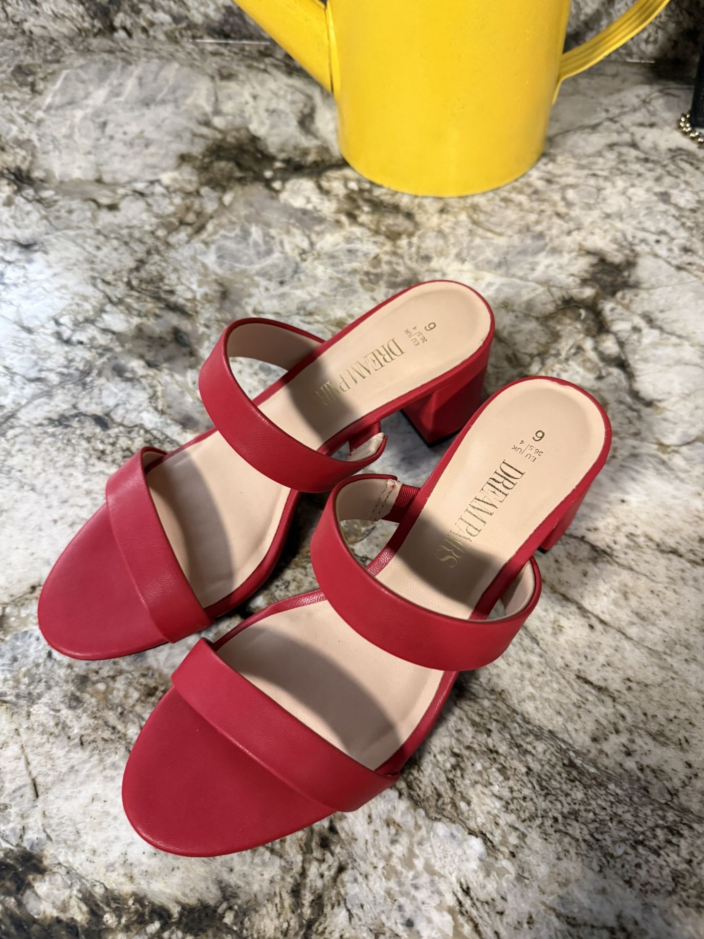 DREAM PAIRS Red Heeled Sandals - Size 6 like new check more pictures