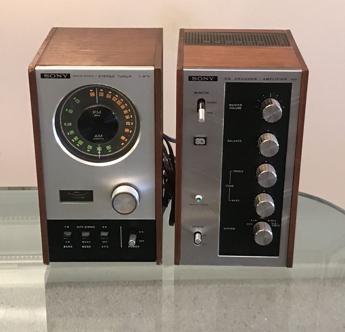Vintage Sony ST 80F AM FM Tuner and SQA-100 Amplifier, made in Japan