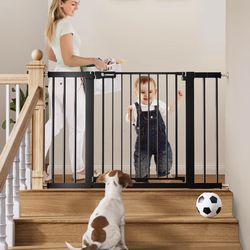 COMOMY 30" Tall Baby Gate For Stairs Doorways, Fits Openings 29.5" To 46" Wide, Auto Close Extra Wide Dog Gate For House, Pressure Mounted Easy Walk T