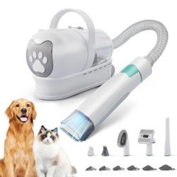 Dog Grooming Kit, Pet Grooming Vacuum with Pet Clipper Nail Grinder, Dog Hair Vacuum with 6 Pet Grooming Tools for Dogs Cats Shedding Grooming
