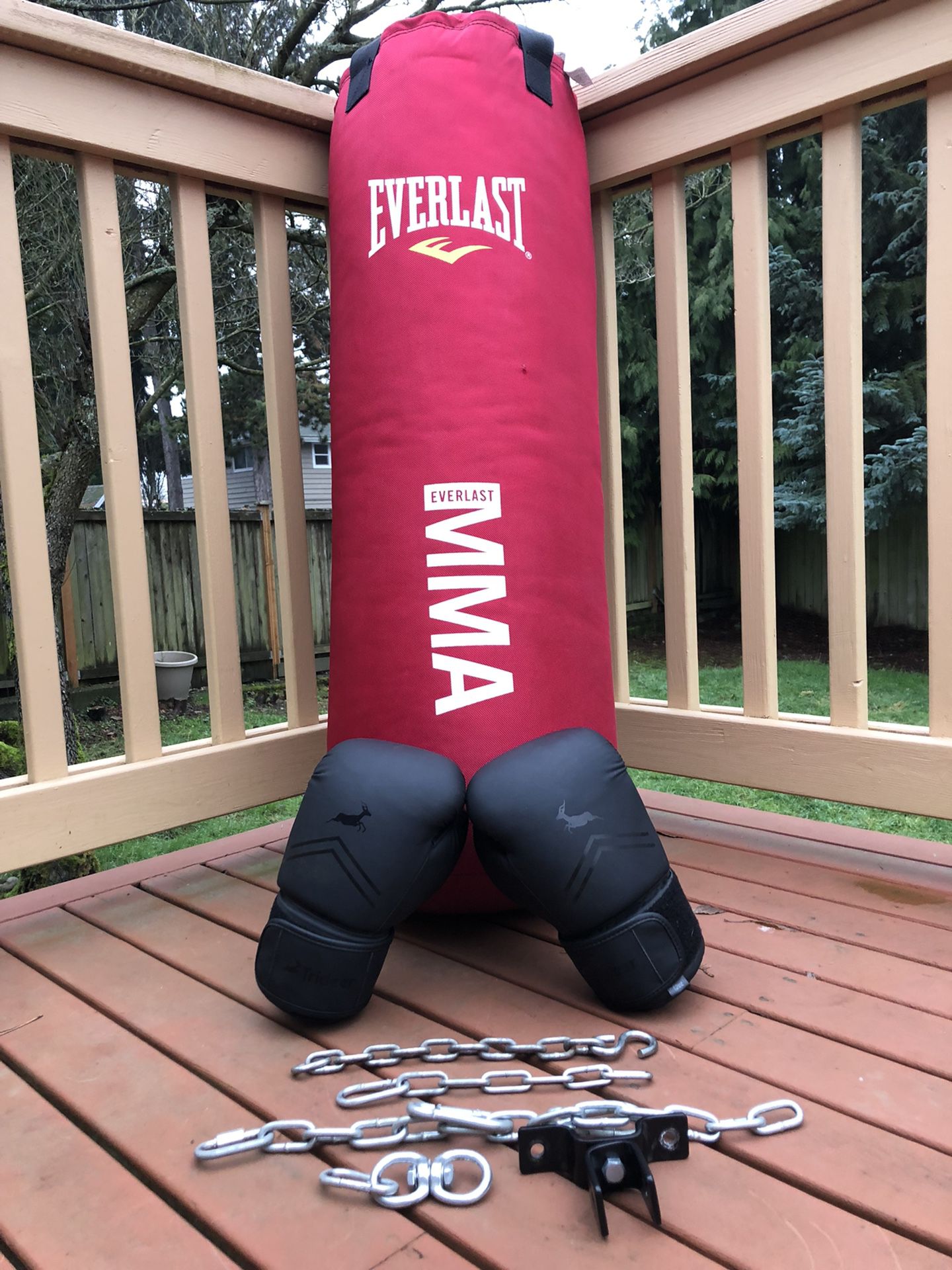 Everlast 70-Pound MMA Poly Canvas Heavy Bag With Gloves